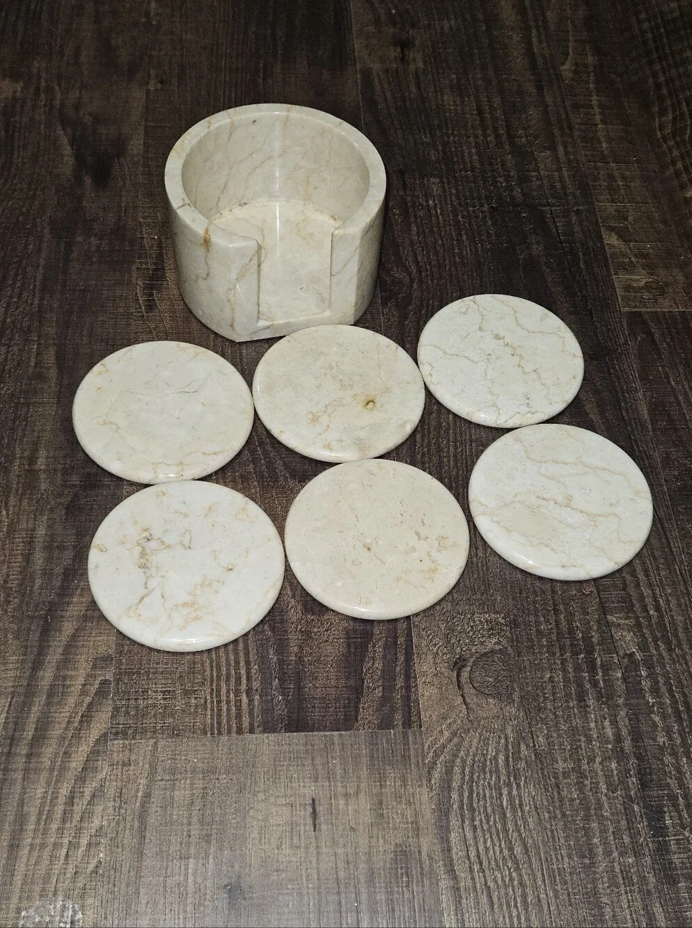Marble Coasters Set Of 6 With Matching Round Caddy